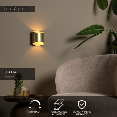 Lucide DILETTA - Wandlamp - 1xG9 - Mat Goud / Messing